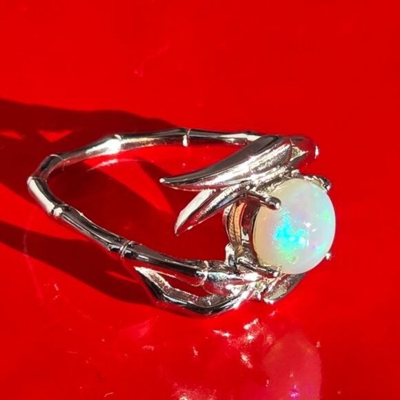 925 Sterling Silver Ring with Natural Multicolor Opal Gemstone - Picture 12 of 13